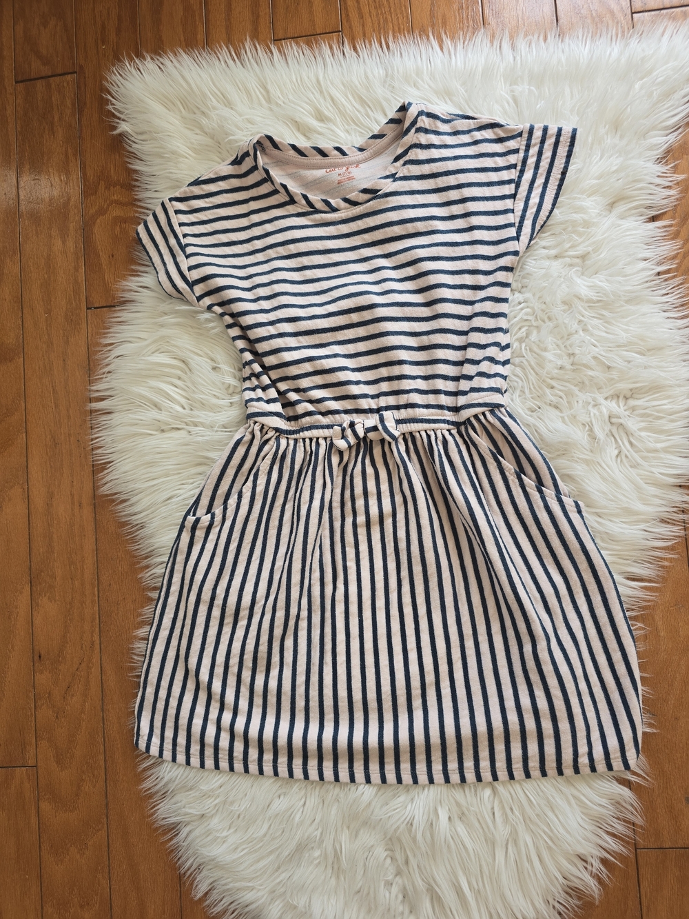 Cat & Jack Navy and Light Pink Striped Casual Kids Dress